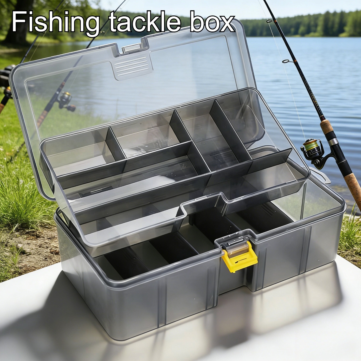 Fish Finder Case - Draagbare dubbelwandige transparante aasdoos, met afneembaar