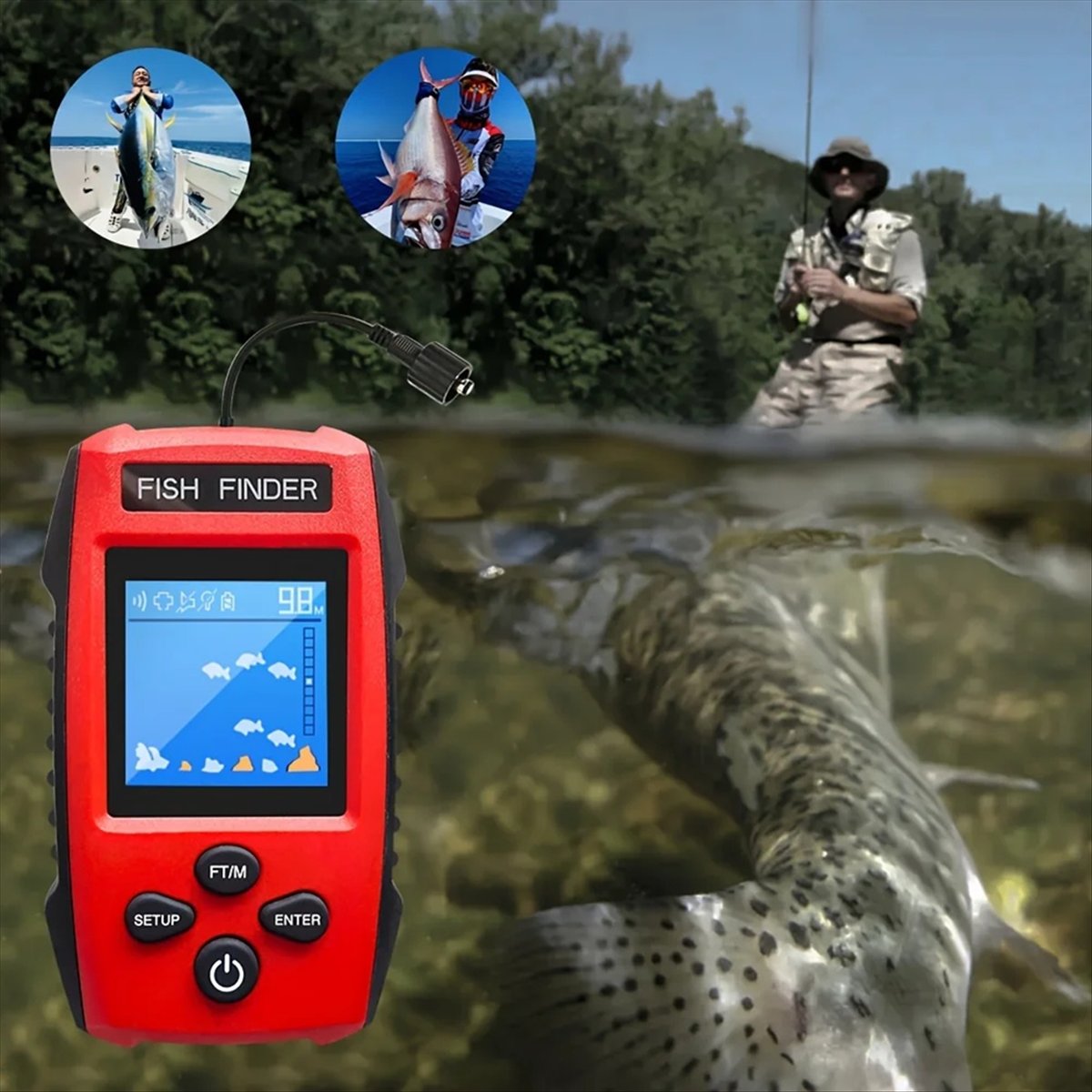 Kleuren LCD Fishfinder Bekabel - Fish Finder Transducer recensie en prijs